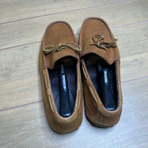 UGG‎ Slippers Mens SZ 10 Loafers Chester Brown Leather Slip On Shoes boho Casual main image 8
